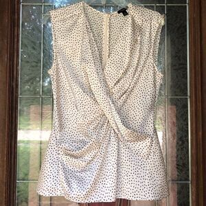 Ann Taylor Sleeveless Blouse Size 8 Medium Cream with Black and Tan Design NWOT